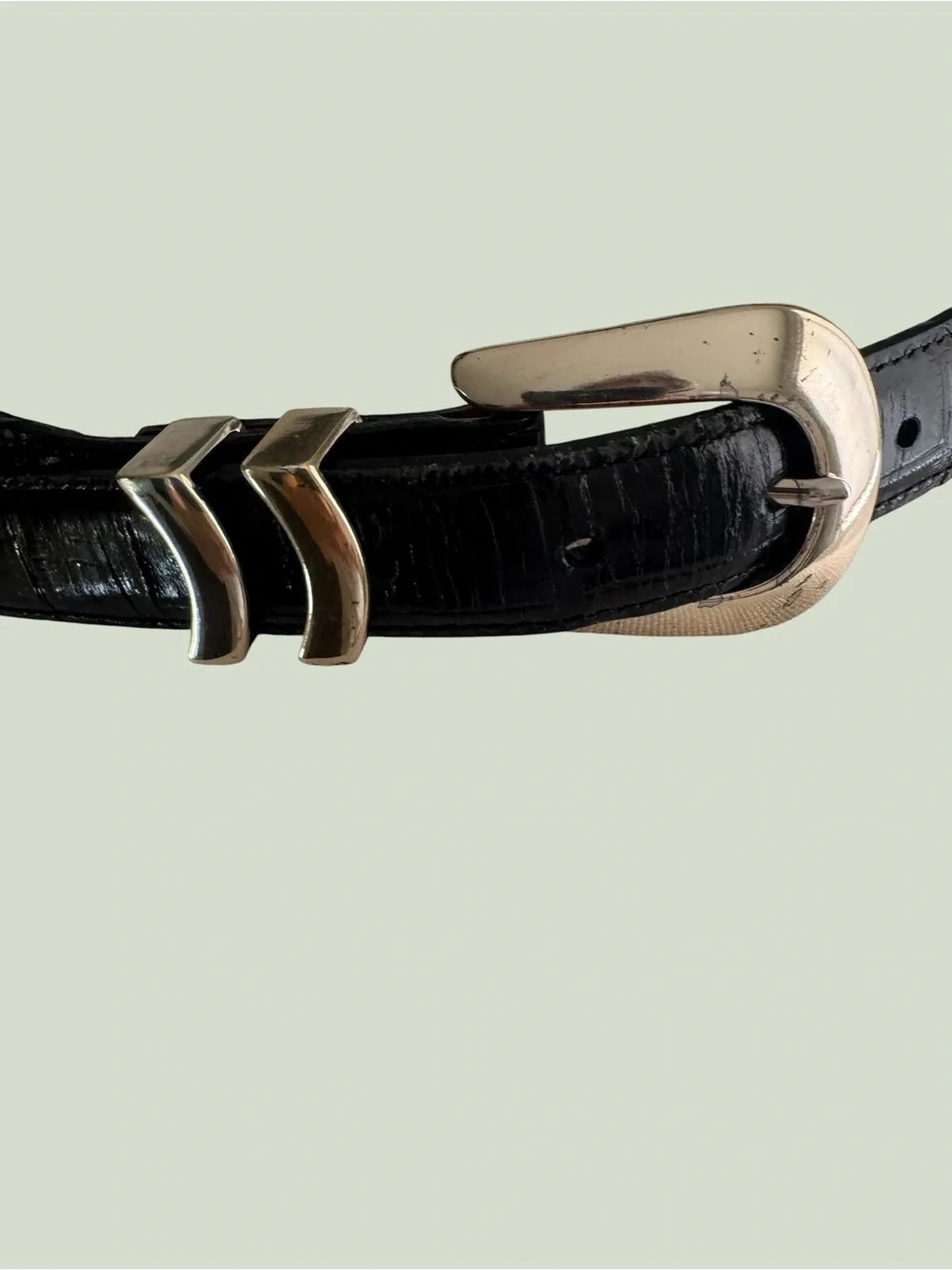 Men's Onyx Black Croc-Embossed Leather Belt with Gold-Tone Buckle